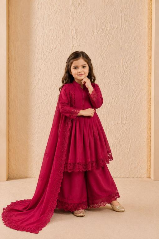 Premium Quality OC 251 Roman Sillk Red Designer kids kurti choli in Vadodara